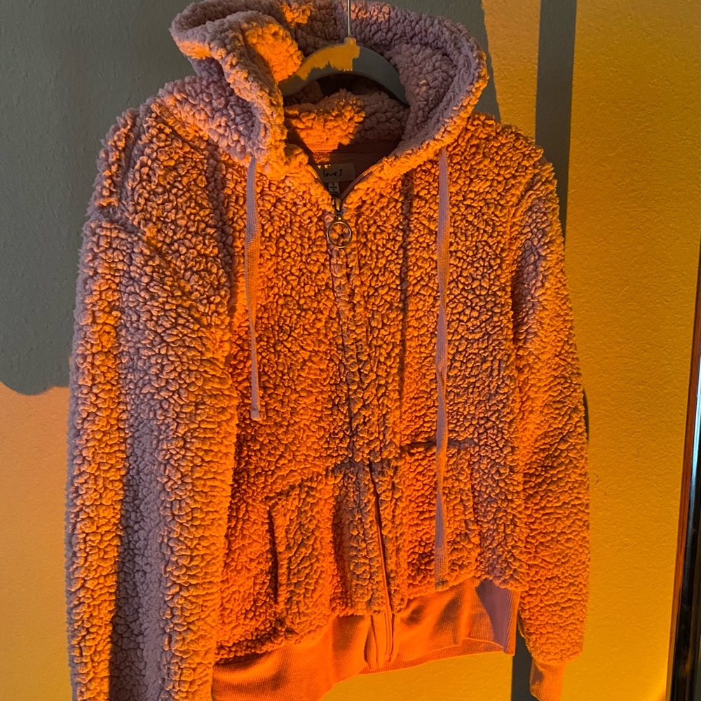 Pink Teddy Zip Up Jacket